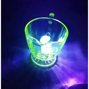 1930’s Small Uranium Glass Pitcher Glows W Blacklight Yellowish Looking Design